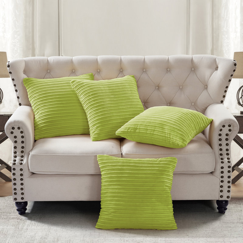 Housse de coussin carré en flanelle nervurée, Citron foncé