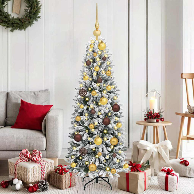 Artificial Christmas Tree with 150 LEDs White 53 x 53, 120 cm, with Leds & Gold/Bronze Balls