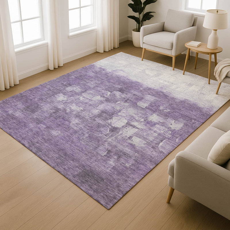Premium Machine Washable Mayfield Abstract Rug, 2'6" x 3'10", Purple