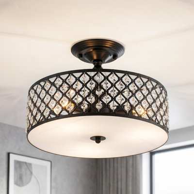 3-light Crystal Semi Flush Mount