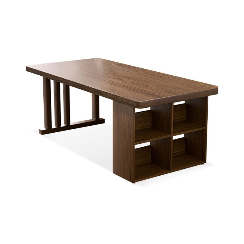 Bureau de direction rectangulaire en bois massif noyer, 29.53" H x 62.99" H x 31.5" D