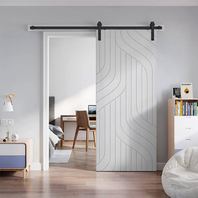 Hollow Paneled Painted without Installation Hardware Kit Barn Door
