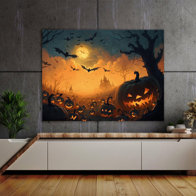 «Sense Canvas Halloween Pumpkin Patch Sunset 11», art sur toile, impression sur toile 24 x 18 / 0,75 po
