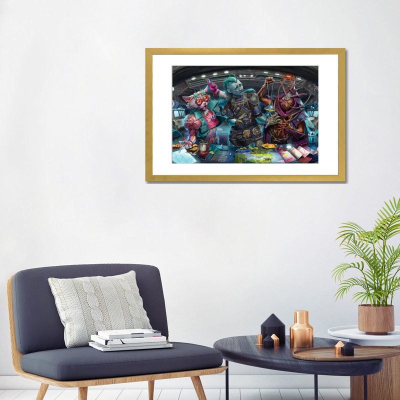 «Adventures in the Galaxy Opener», reproduction d'art mural - papier d'art encadré, H 32 po x l 24 po, Doré