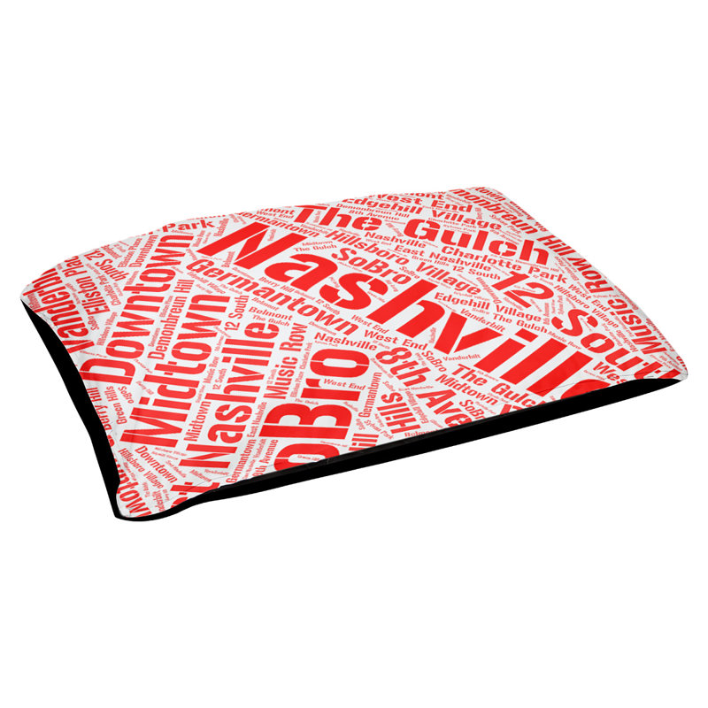 Coussin de chien « districts », Très grand (H 17 po x l 50 po x P 40 po), Rouge, Nashville