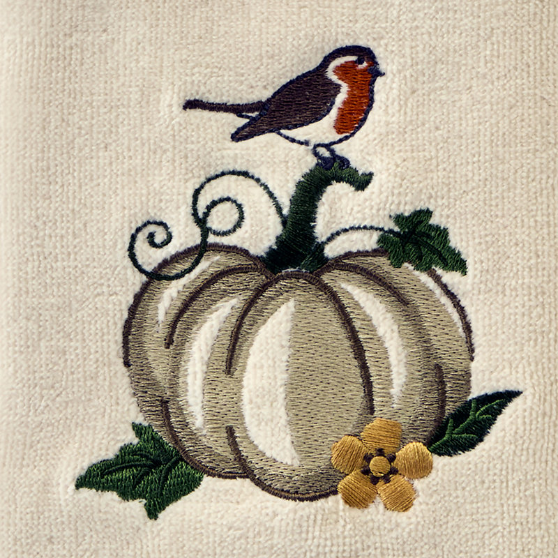 ROBIN ON PUMPKIN EMB HND-NATURAL