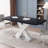 Camaury Rectangular 62.99'' L x 31.5'' W, Marble Table Top+MDF X-Shape Table Leg with Metal Base ,kitchen table,dining room table-474779817-474779819