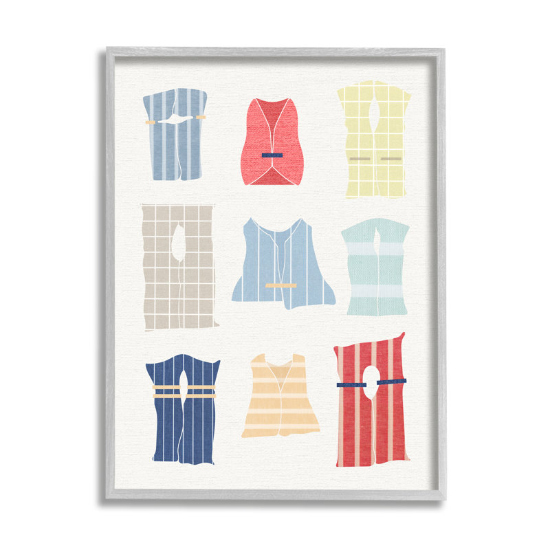 «Ba-071», reproduction encadrée «Modern Life Jackets on Canvas» par Lil 'Rue, H 20 po x l 16 po x P 1,5 po