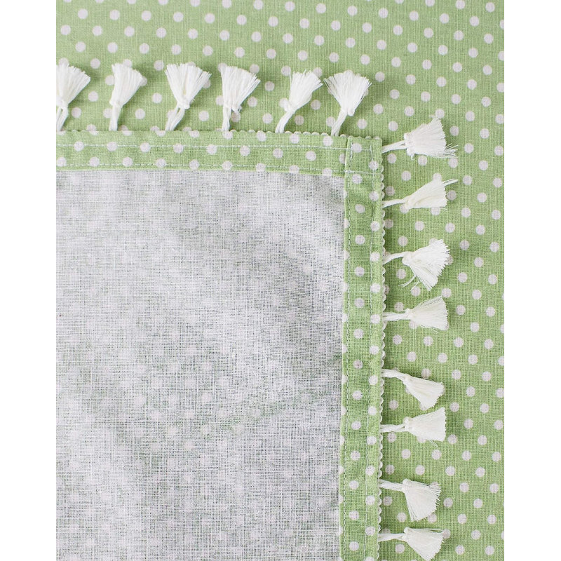 Nappe rose à pois en mélange de coton 55 po x L 55 po, Vert