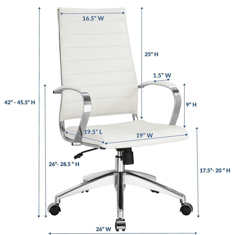 Modway Vinyl Jive Ribbed High Back Executive Office Chair, White
