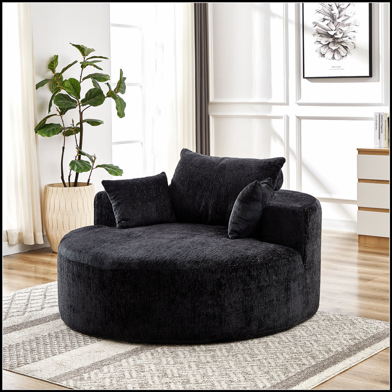Canapé-lit simple en éponge de 55 po en chenille de 55 po, aucun assemblage requis, fauteuil-lit moderne moelleux pour le salon, la chambre à coucher et le salon