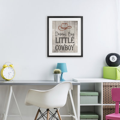 «Dream Big Little Cowboy», reproduction sous verre encadrée, conception par Christine Simpson Art