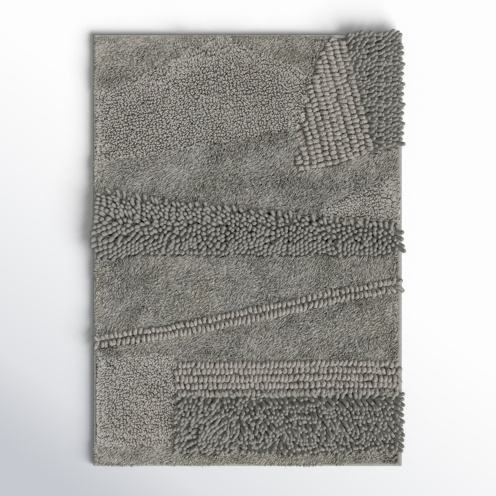 Laverne Solid Cotton Bath Rug, 17" W x 24" L, Cool Gray