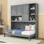 Lit escamotable simple avec tablettes et lumière-404183931