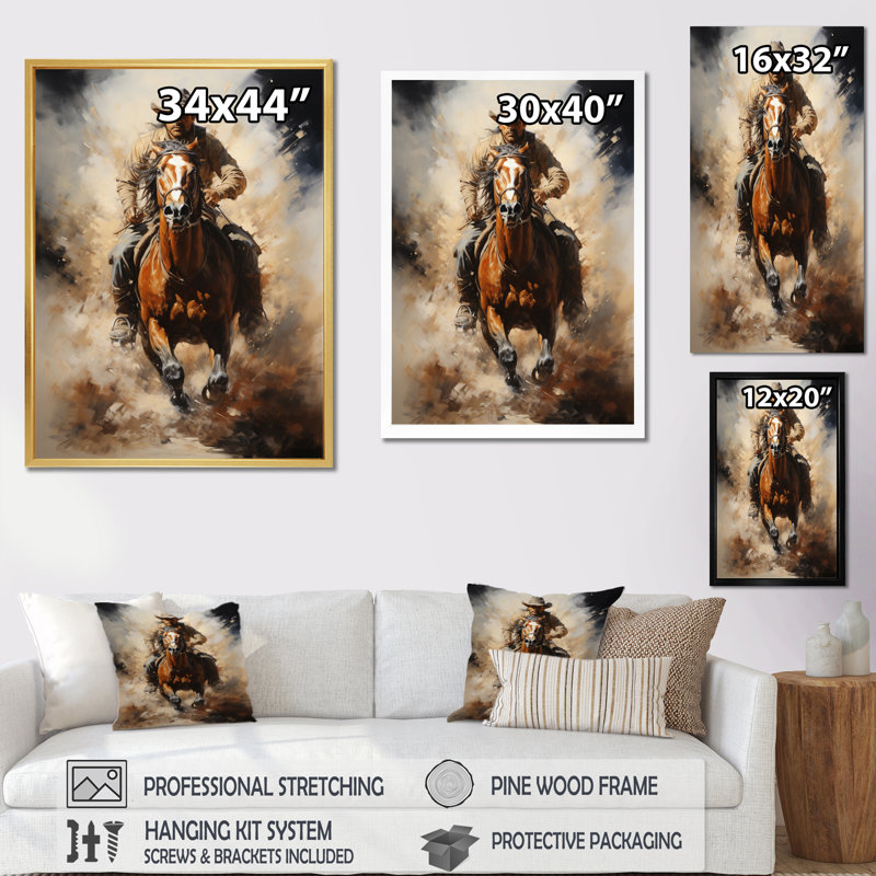 «Yoosuf Cowboy Prairie Wind II - Cowboys», reproduction d'art sur toile, H 40 po x l 30 po x P 1,5 po, Toile tendue