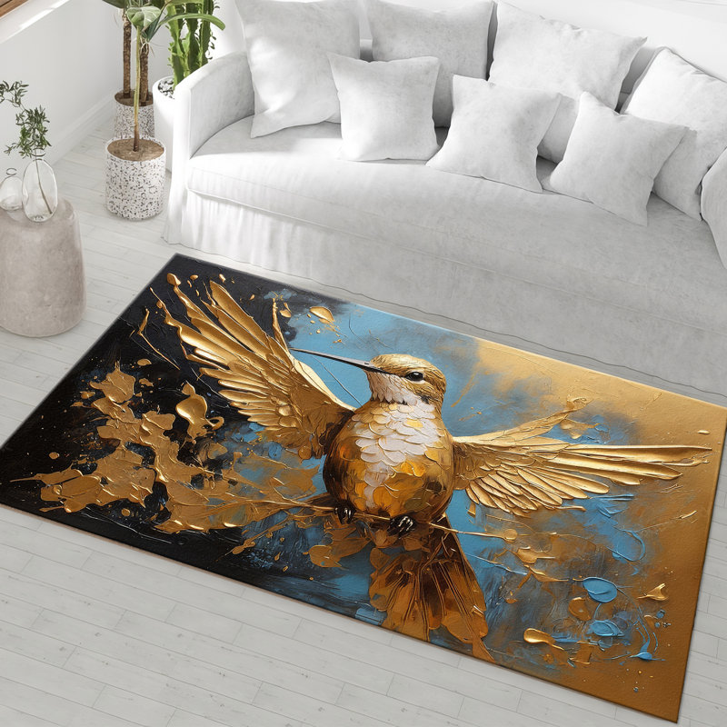 Soft Pile Printed Rug with Intricate Floral Blossom Design for a Touch of Elegant Beauty in Your Living Space