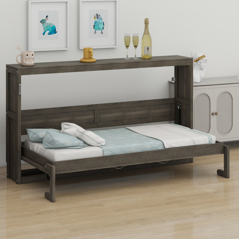 Armoire murale escamotable pliable avec lumière DEL, Brun