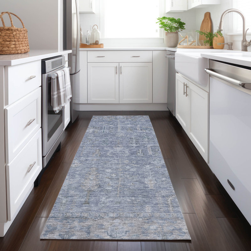 Tapis intérieur / extérieur bleu Zia , 2 pi 3 po x 7 pi 6 po
