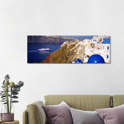 Buildings In A Valley, Santorini, Cyclades Islands, Greece - Wrapped Canvas Panoramic Print
