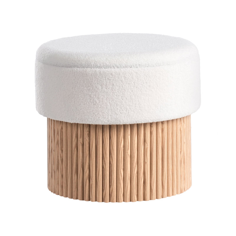 50cm Wide Round Solid Colour Pouffe Ottoman with Storage