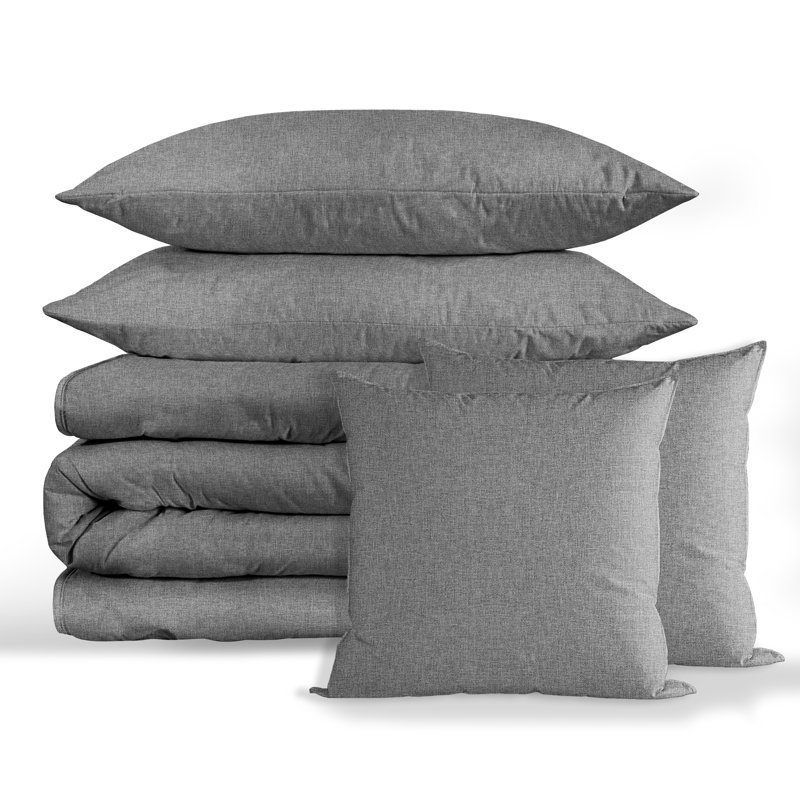  Housse de coussin carré et insert, Gris, 18 po x 18 po