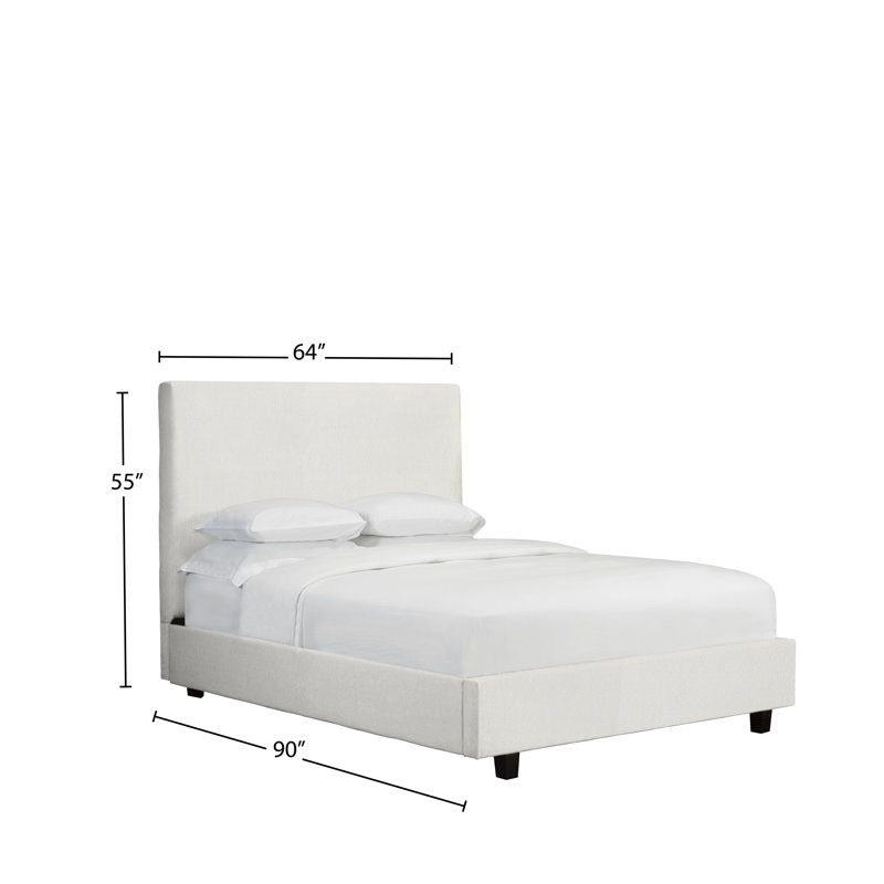 Lit plateforme en tissu d’ameublement, Grand, Blanc