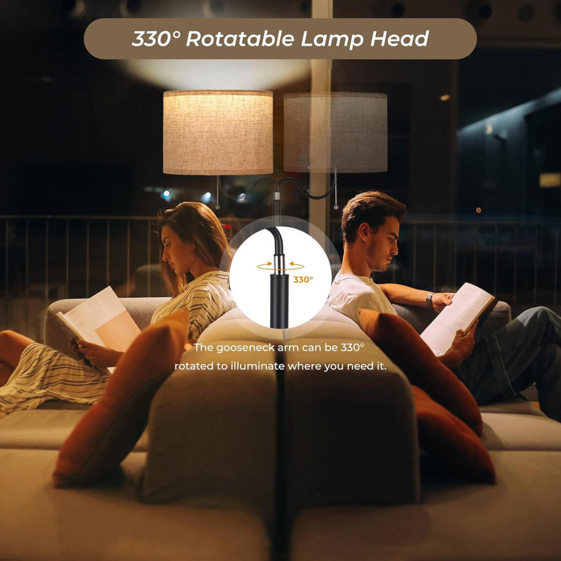 Dugway 57.1'' Tray Table Floor Lamp with USB and Outlet