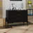 31.5" Wide Modern Fluted Design 3-Drawer Wood Dresser with Metal Legs