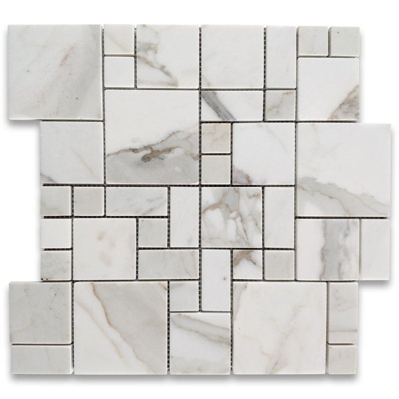Calacatta 12" x 12" Marble Mosaic Tile, White/Gray