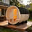 6 Person Outdoor 6KW White Pine Wood Barrel Sauna With Tempered Glass Door And Porch Benches For Backyard Patio