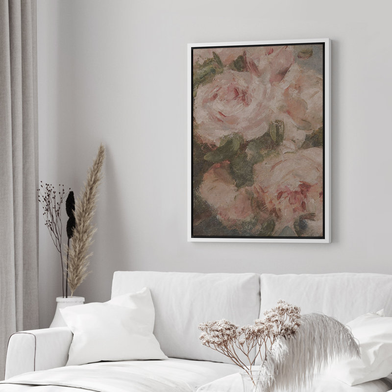 Roses roses antiques, illustrations botaniques rustiques champêtre, Blanc, H 36 po x l 24 po