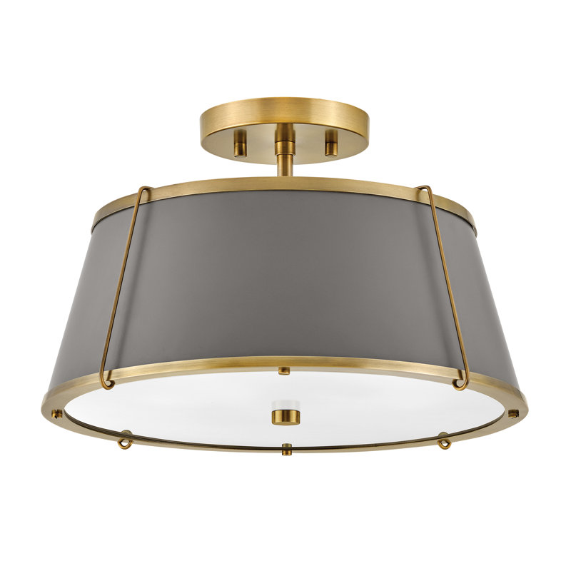 Clarke Medium Semi-Flush Mount, Lacquered Dark Brass, Lacquered Dark Brass