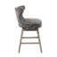 Tabouret de comptoir pivotant gris anthracite avec pieds en bois massif, sans retour automatique, argent mat, outils d'assemblage requis