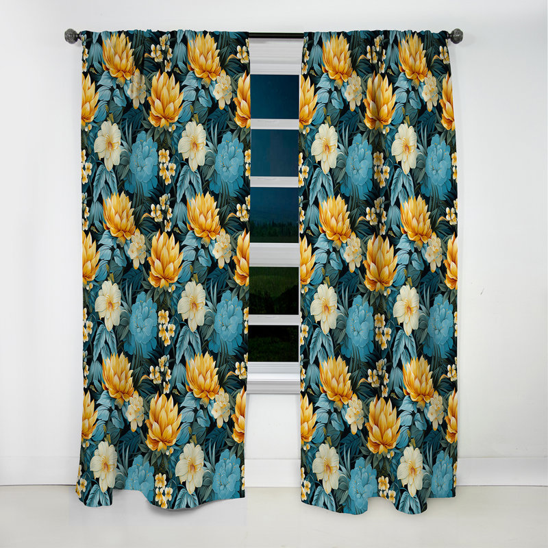 Design Art Pineapple Serenity Tropical Pattern - Floral Curtain ...