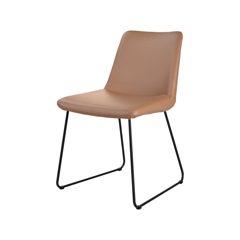 Villa Leather Dining Chair, Brown Genuine Leather