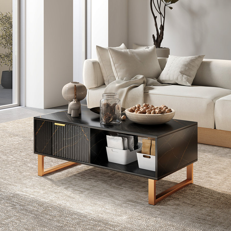 Coffee Table with Storage, Black