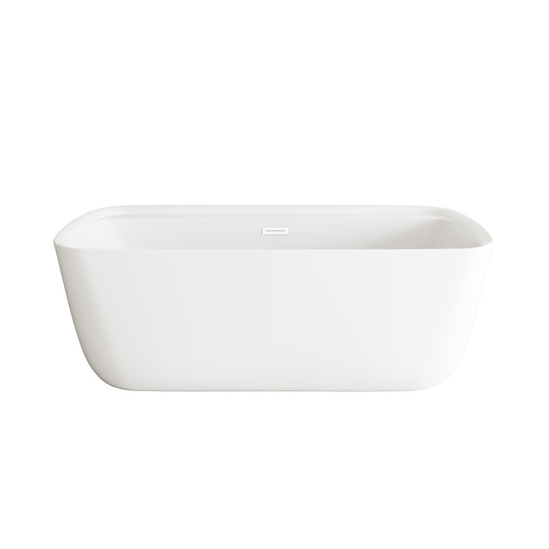 Cavidan 66.9375'' x 30.75'' Freestanding Soaking Bathtub, Polished White