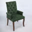 Chaise de salle à manger rembourrée en tissu, pieds courbés en bois massif-248549268