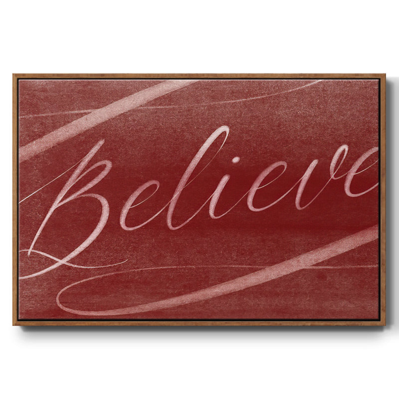 Toile tendue avec châssis Believe, Cadre flottant noyer, H 25 po x l 37 po x P 1,5 po