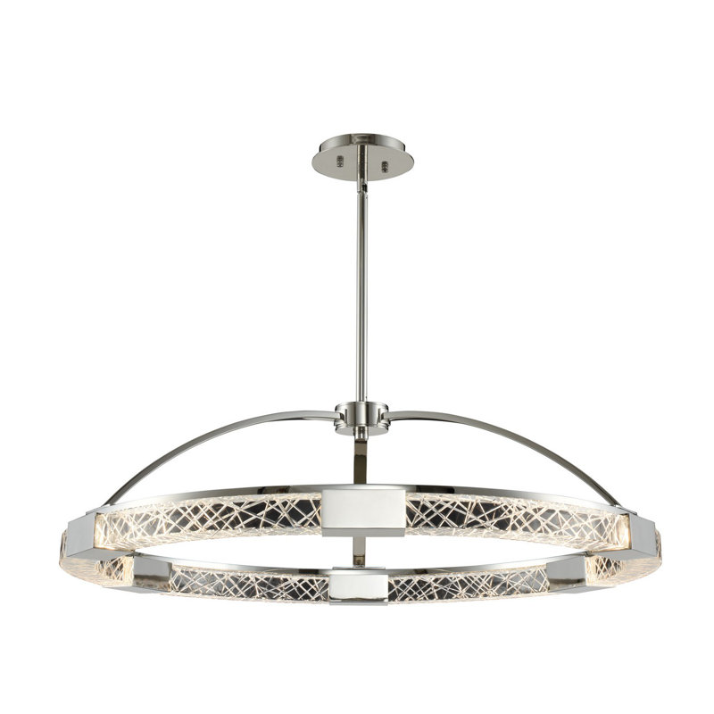 Grands luminaires suspendus contemporains de luxe Athena par Kalco, Nickel poli / blanc
