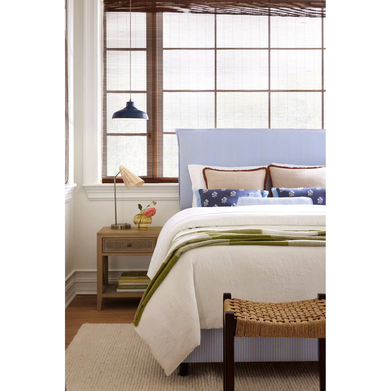Fallon Ceramic Dimmable Pendant, 5.75" H x 11.5" W x 11.5" D, Midnight Sky, Brushed Nickel