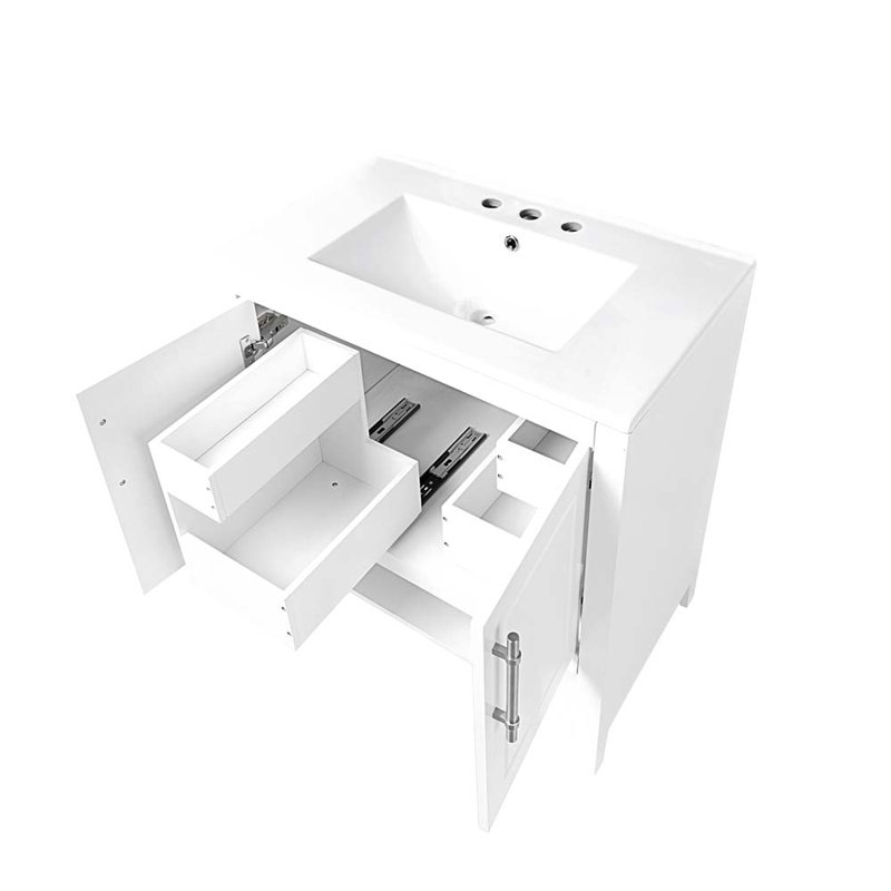 Meuble-lavabo simple 30 po avec comptoir, Blanc