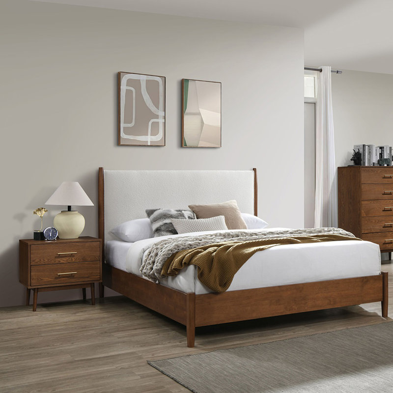 Ensemble de chambre à coucher 3 pièces avec tête de lit Mid-Century, Très grand