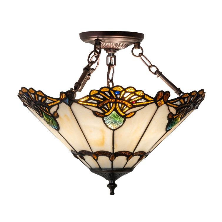 Shell With Jewels 3 - Light Semi Flush Mount