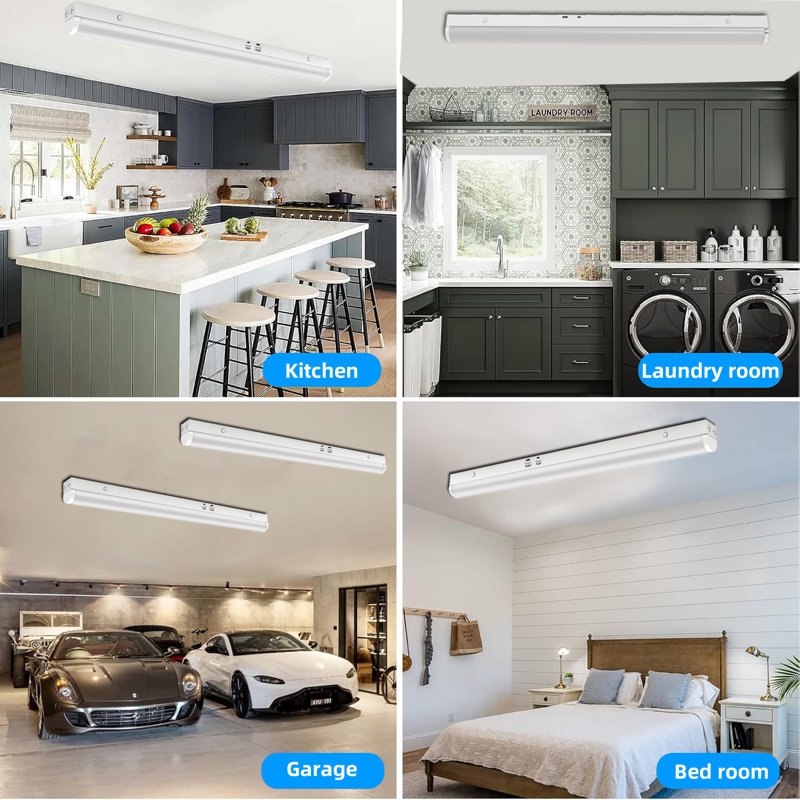 Lumière DEL linéaire - 35 W / 40 W / 45 W sélectionnable, 3cct (3500k / 4000k / 5000k), 5400lm, 0-10V à intensité variable, de qualité industrielle pour la cuisine, le garage, la salle de lavage