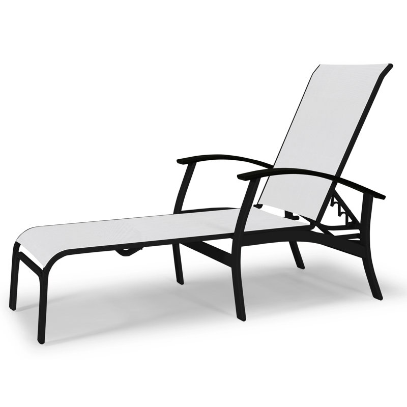 Chaise longue inclinable Askar, Rouge 1D Sunbrella®, Blanc P50, Noir texturé
