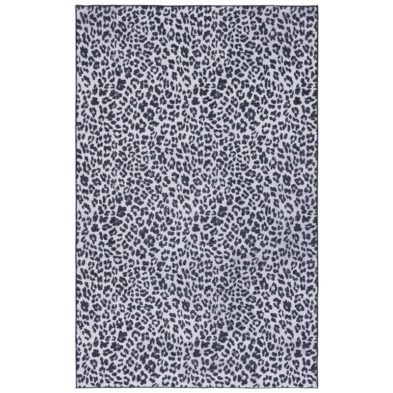 Black and Ivory Faux Fur Rectangular Area Rug 4' x 6'