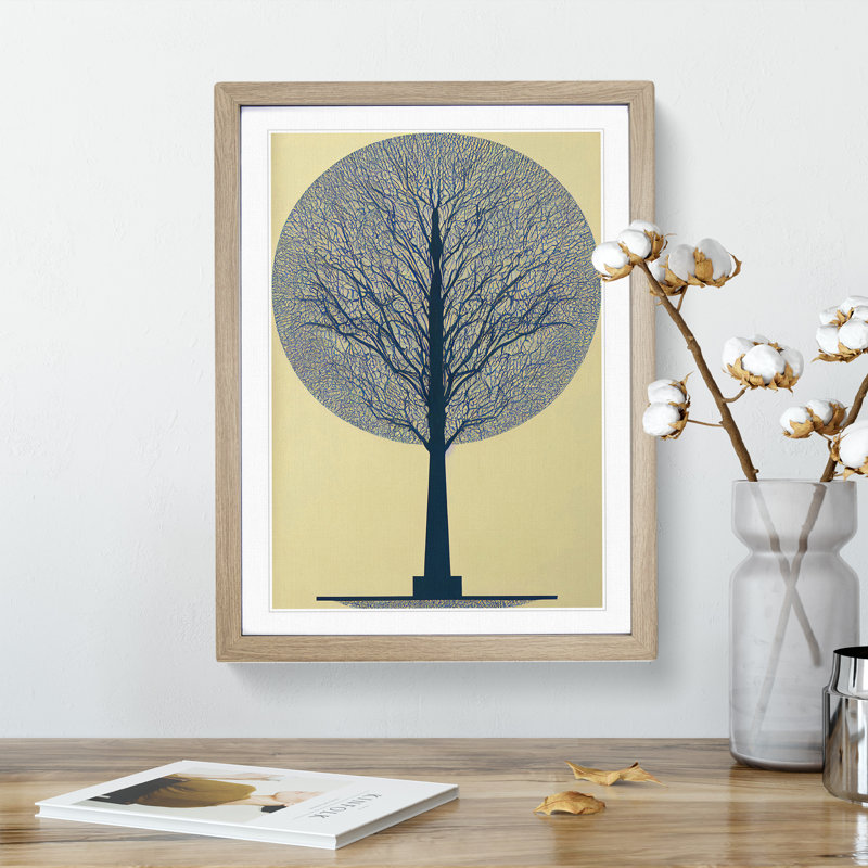 Antique Tree No.3 1 Piece Single Picture Frame Wall Art, 64cm H x 46cm W x 2cm D, Oak Framed