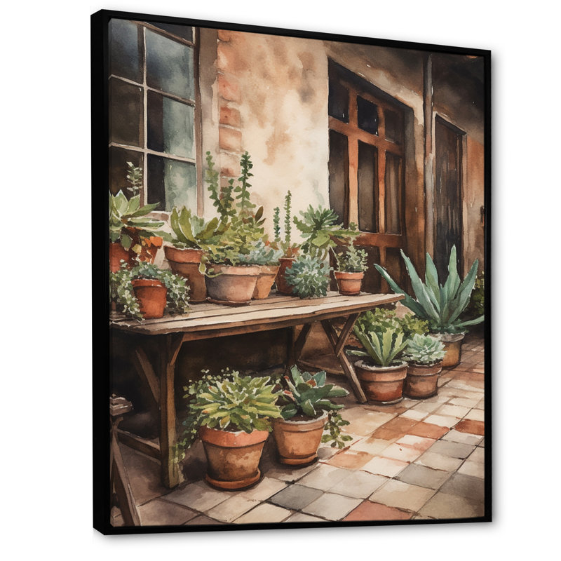 Ribalta Cottage Terrasse Garden I sur impression sur toile, H 20 po x l 12 po x P 1 po, Cadre flottant noir
