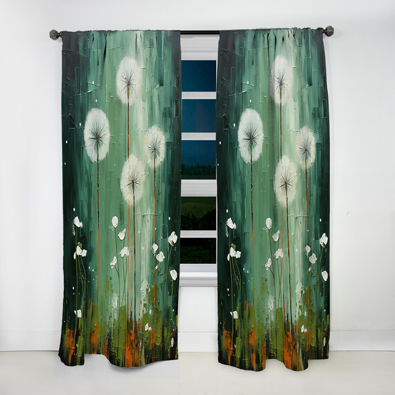 Kharlie - Rideau pissenlit - Rideau floral obscurcissant - 1 panneau, L 52 po x L 95 po